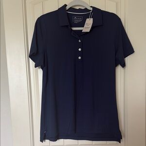 Peter Millar Blue Short Sleeve Button Down Polo